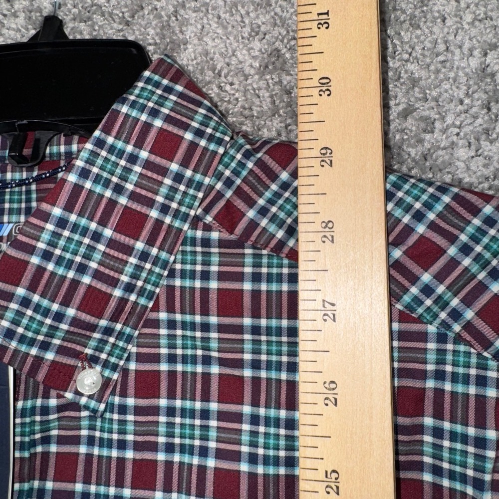 Vineyard Vines OTG Performance Shirt Mens Medium Plaid brrr Cooling Burgundy NEW - Picture 6 of 8
